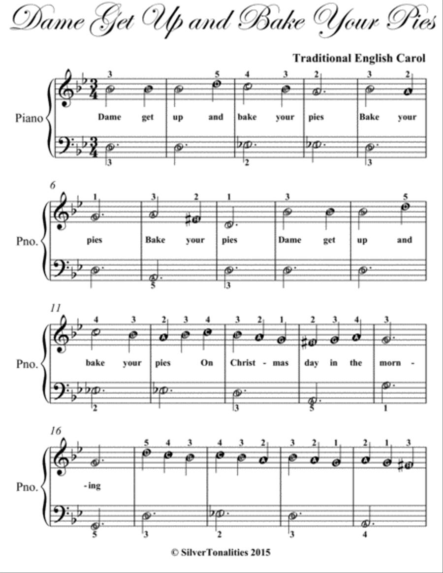 Dame Get Up and Bake Your Pies Easiest Piano Sheet Music Easy Piano scores gallery preview page 2