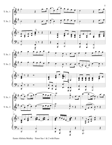 EASTER ALLELUIA MEDLEY (Trio – Tenor Sax 1 & 2 with Piano) Score and Parts image number null