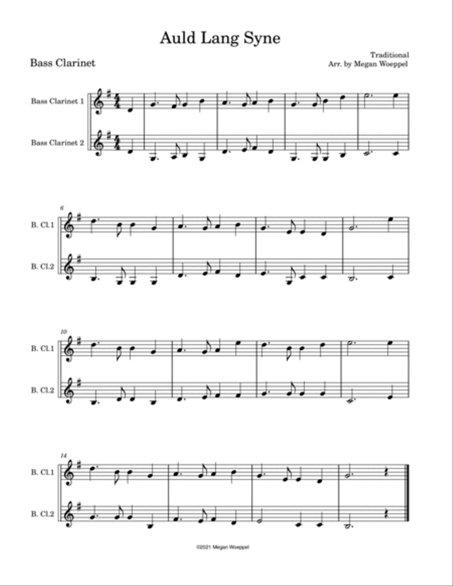 Easy Holiday Duets - Bass Clarinet Woodwind Duet scores gallery preview page 3