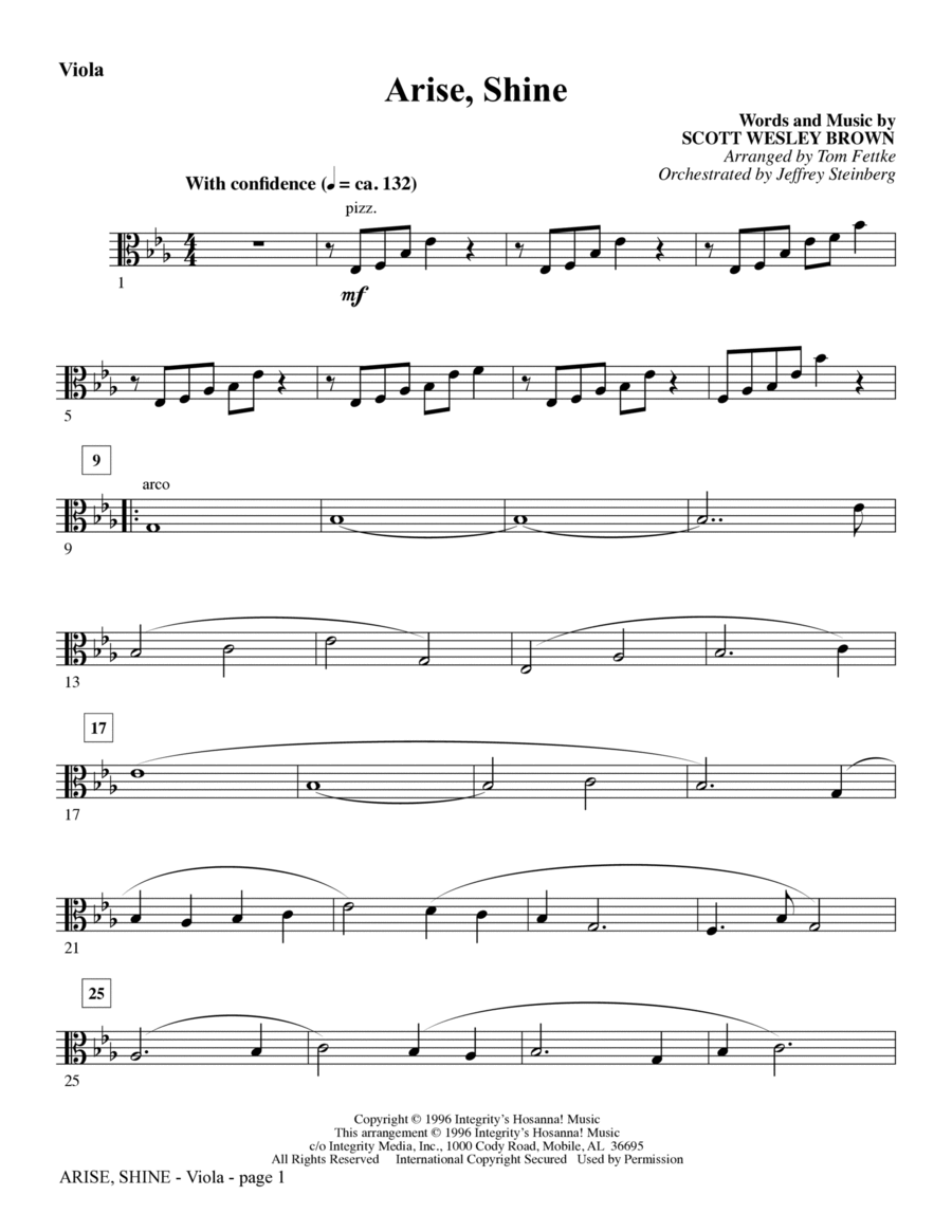 Arise, Shine (arr. Tom Fettke) - Viola Choir scores gallery preview page 1