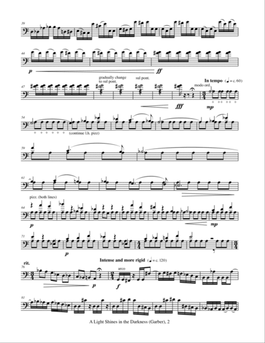 A Light Shines in the Darkness (for solo cello) Cello Solo scores gallery preview page 2