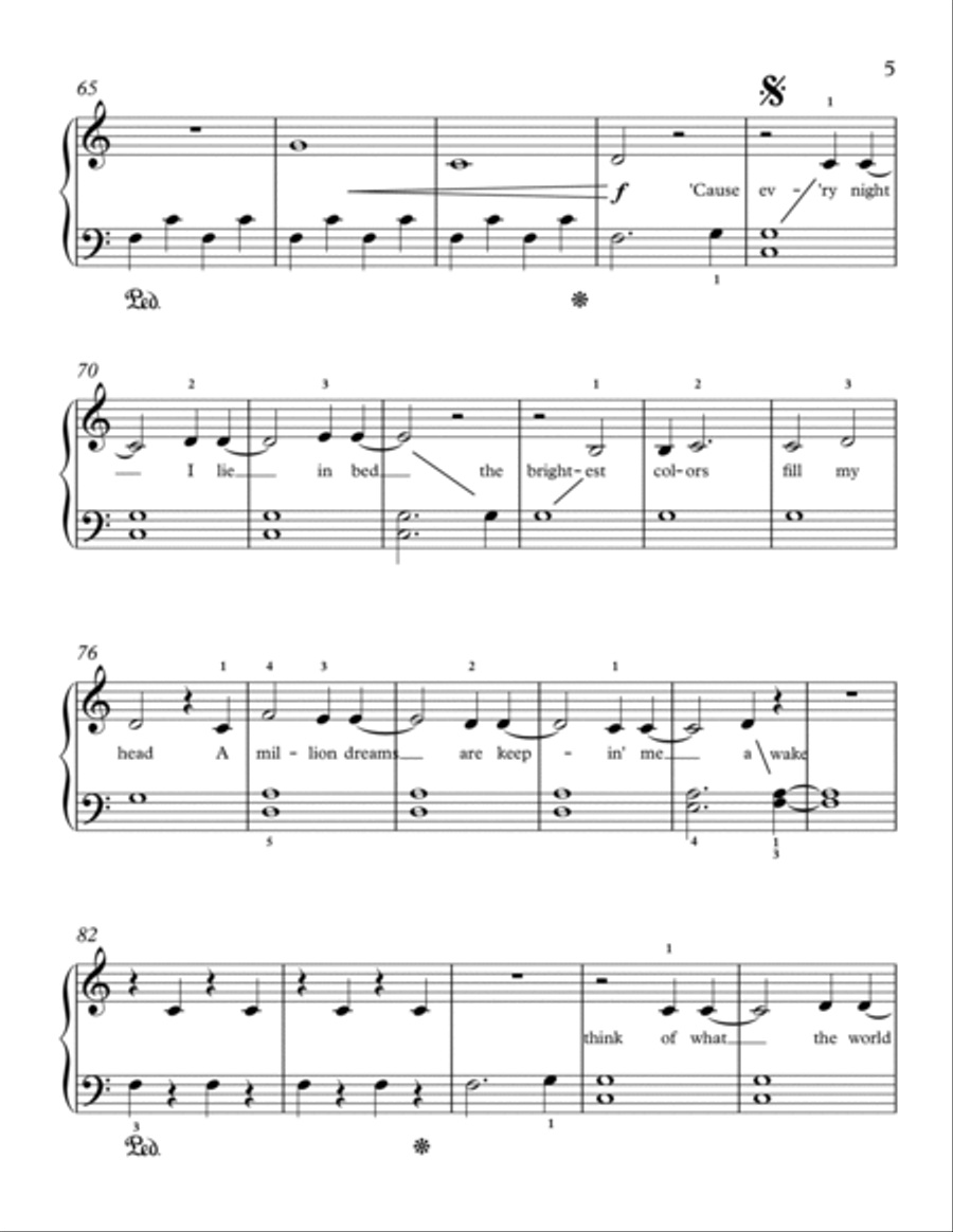 A Million Dreams Easy Piano scores gallery preview page 5