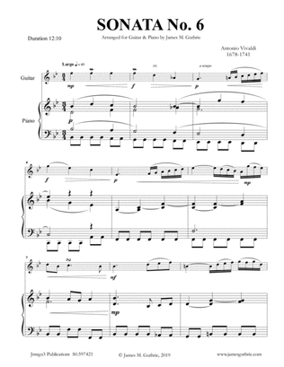 Book cover for Vivaldi: Sonata No. 6 for Guitar & Piano