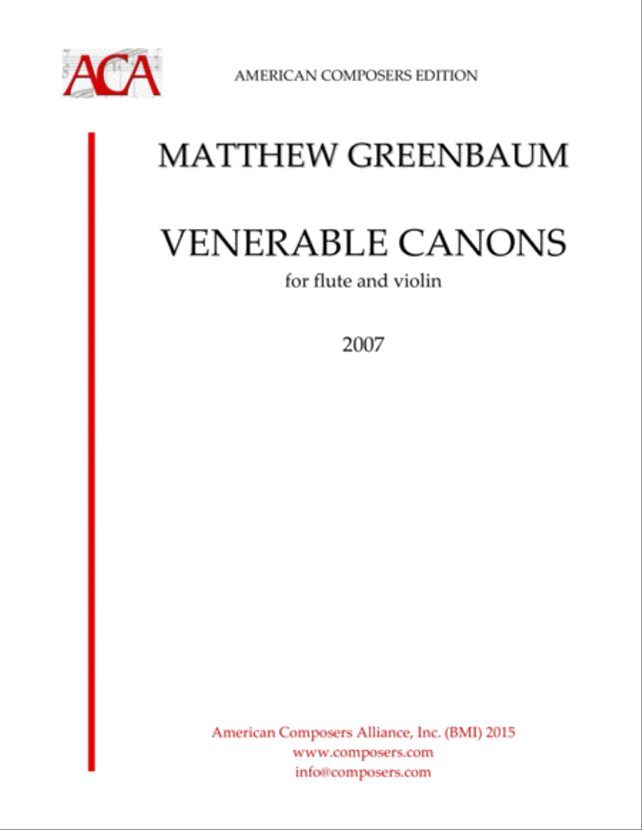 [Greenbaum] Venerable Canons Flute scores gallery preview page 1