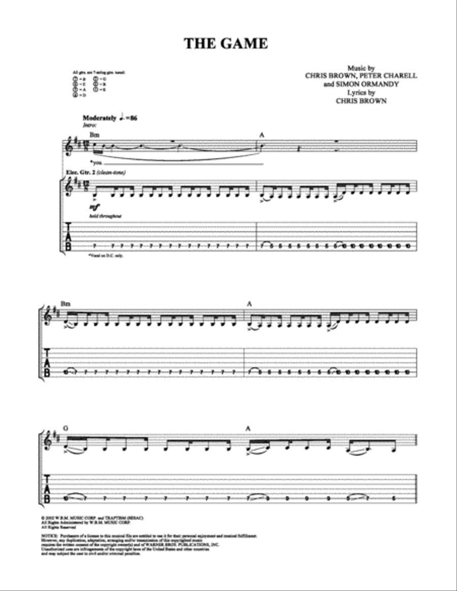 The Game Electric Guitar scores gallery preview page 1