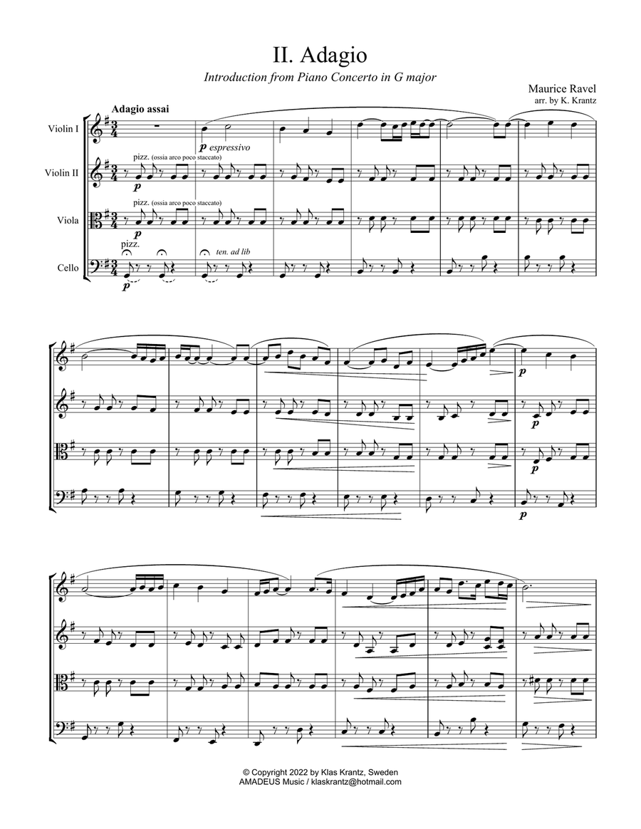 Adagio assai for string quartet (abridged) String Quartet scores gallery preview page 2