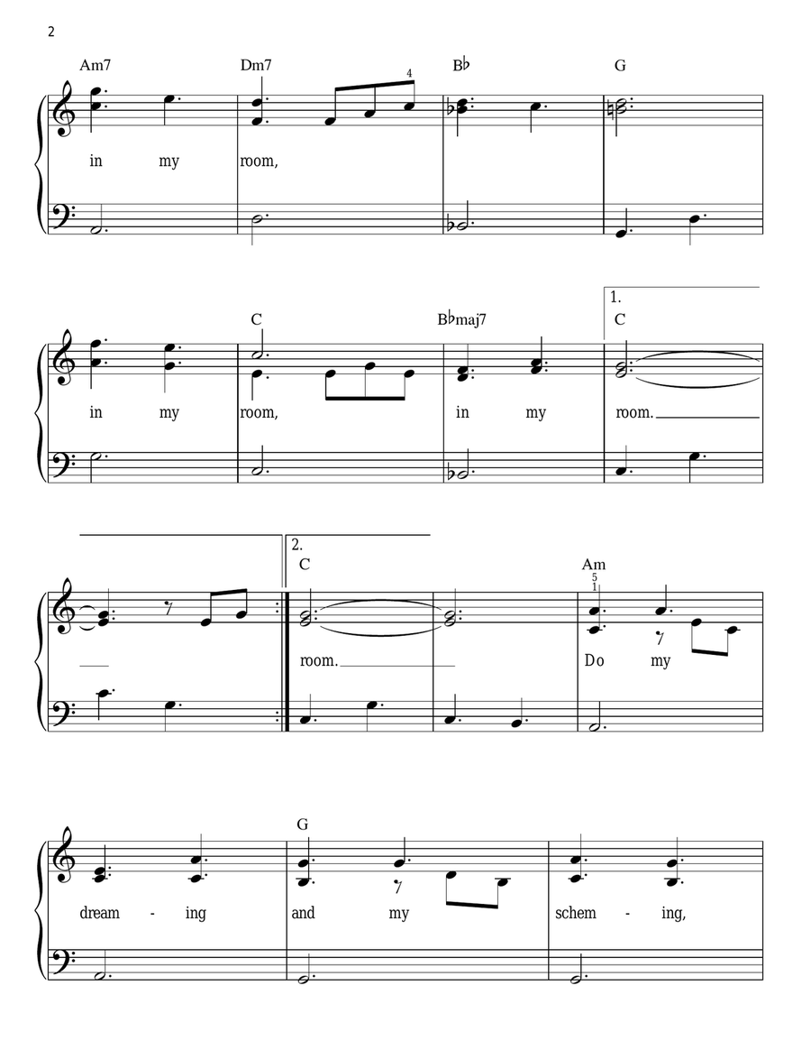 In My Room Easy Piano scores gallery preview page 2
