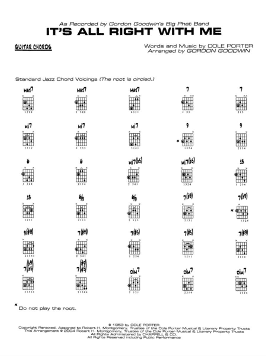 It's All Right with Me: Guitar Chords Jazz Ensemble scores gallery preview page 1