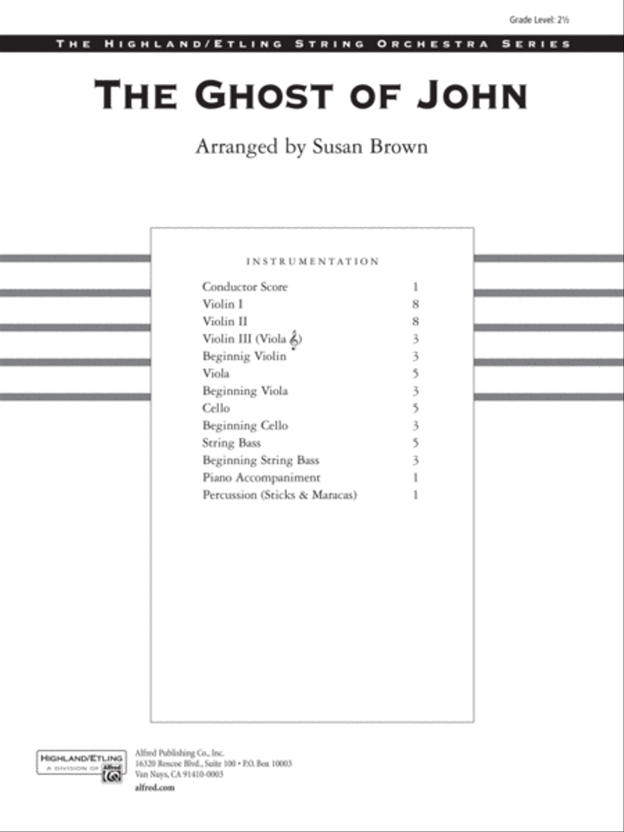 Book cover for The Ghost of John: Score