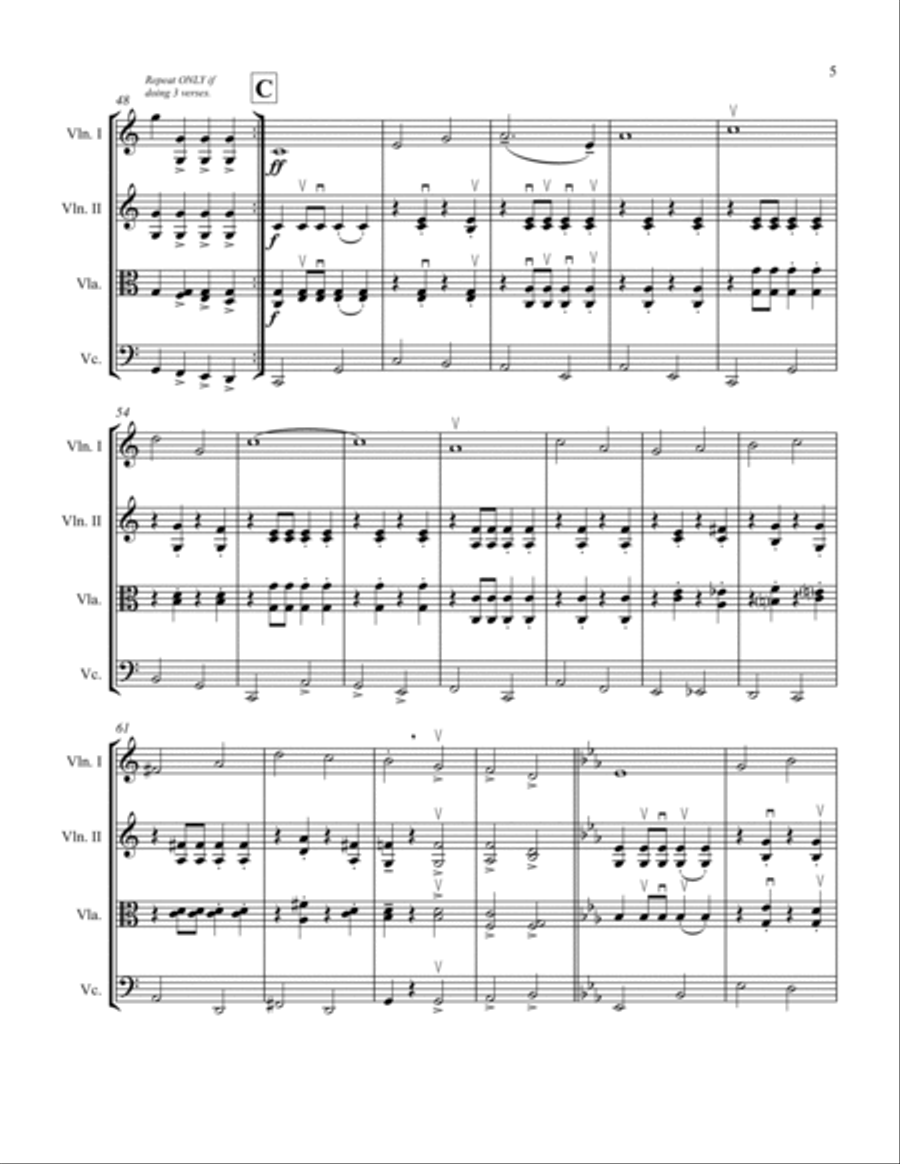 Anchors Aweigh! for String Quartet (modulating) String Quartet scores gallery preview page 5