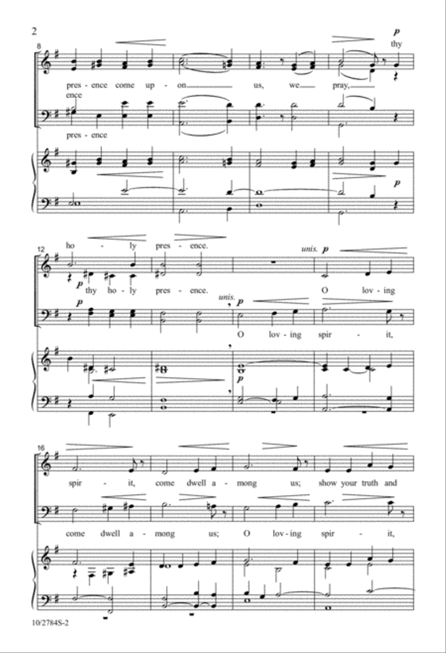 Let Thy Holy Presence Come Upon Us 4-Part scores gallery preview page 2