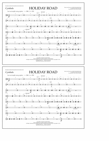 Holiday Road (from National Lampoon's Vacation) (arr. Tom Wallace) - Cymbals