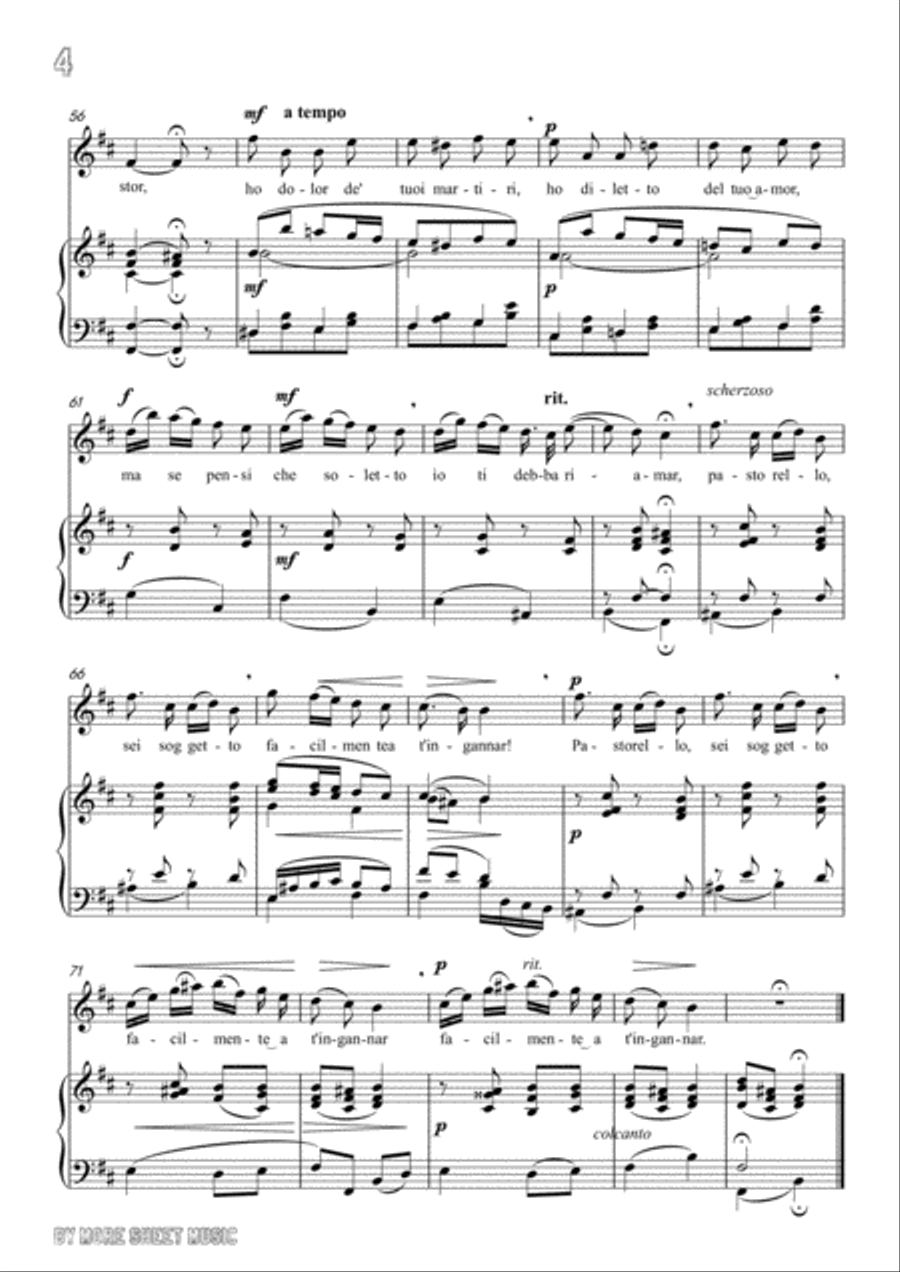 Pergolesi-Se tu m'ami in b minor,for Voice and Piano Voice Solo scores gallery preview page 6