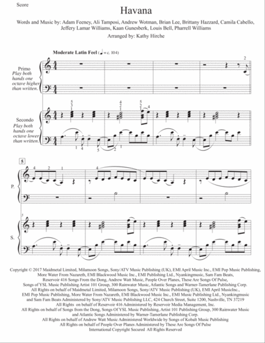 Havana Piano scores gallery preview page 2