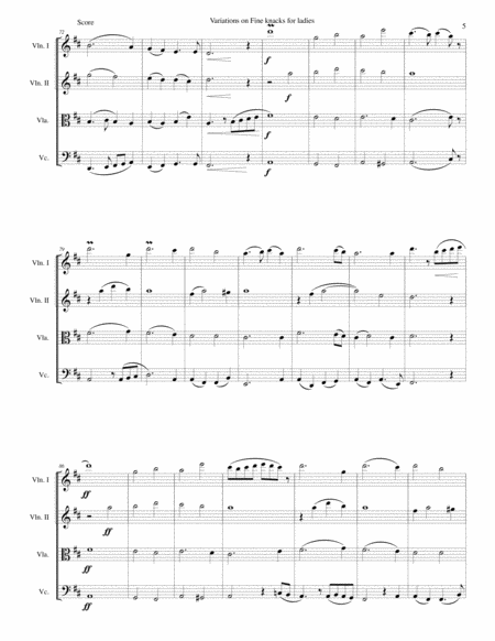 Fine knacks for ladies (with variations) - for string quartet image number null