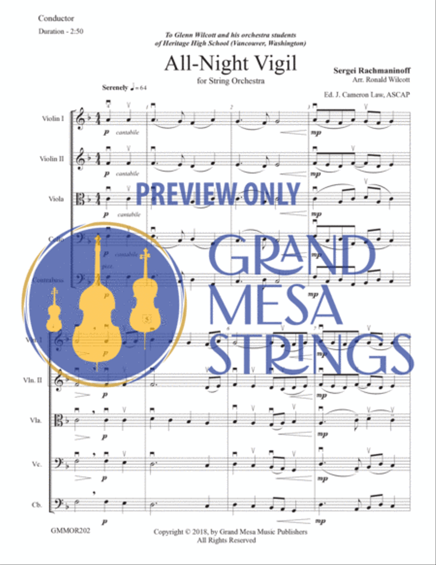 All Night Vigil All Night Vigil String Orchestra scores gallery preview page 2