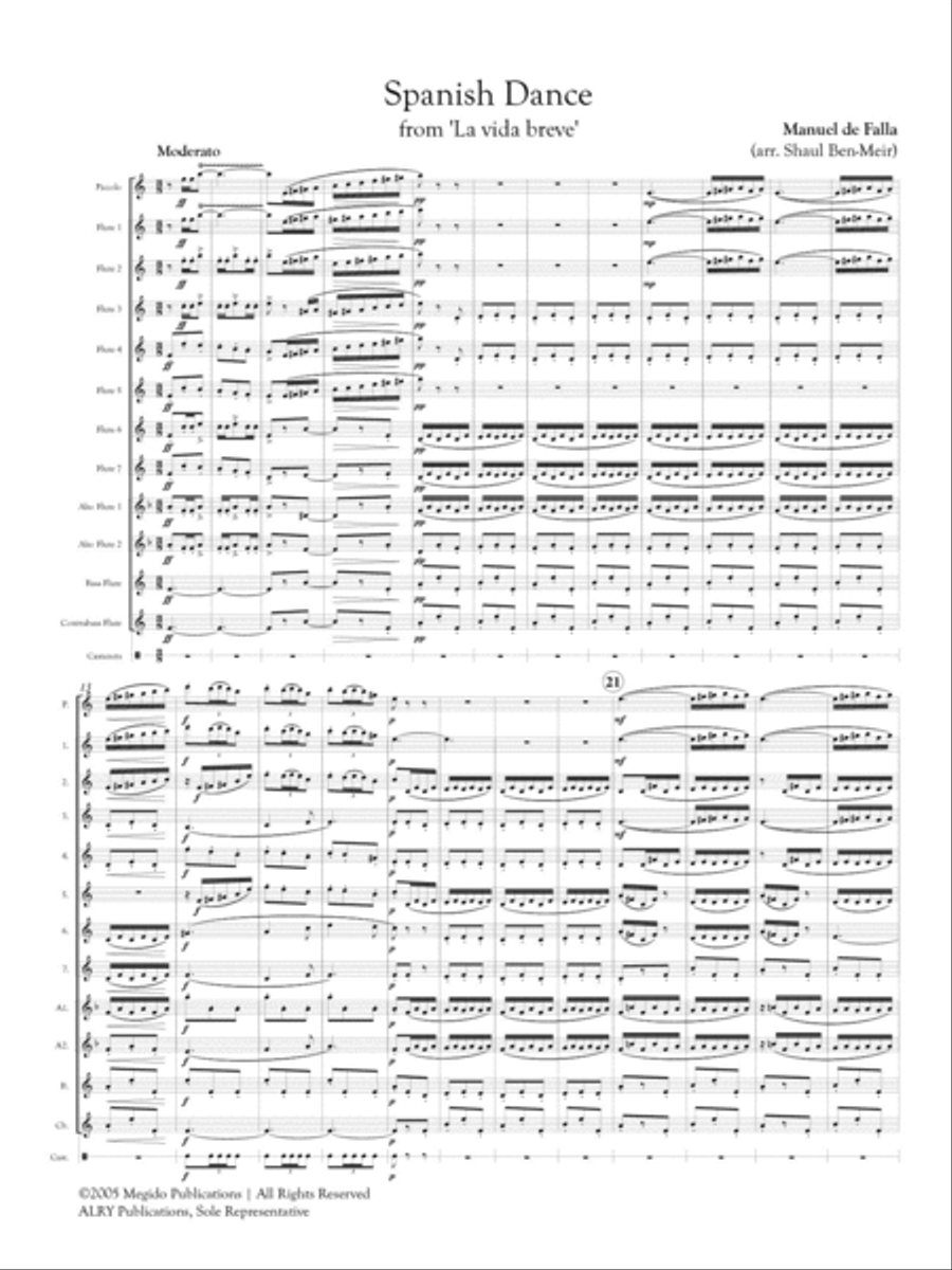 Spanish Dance from 'La Vida Breve' for Flute Orchestra Flute Choir scores gallery preview page 2