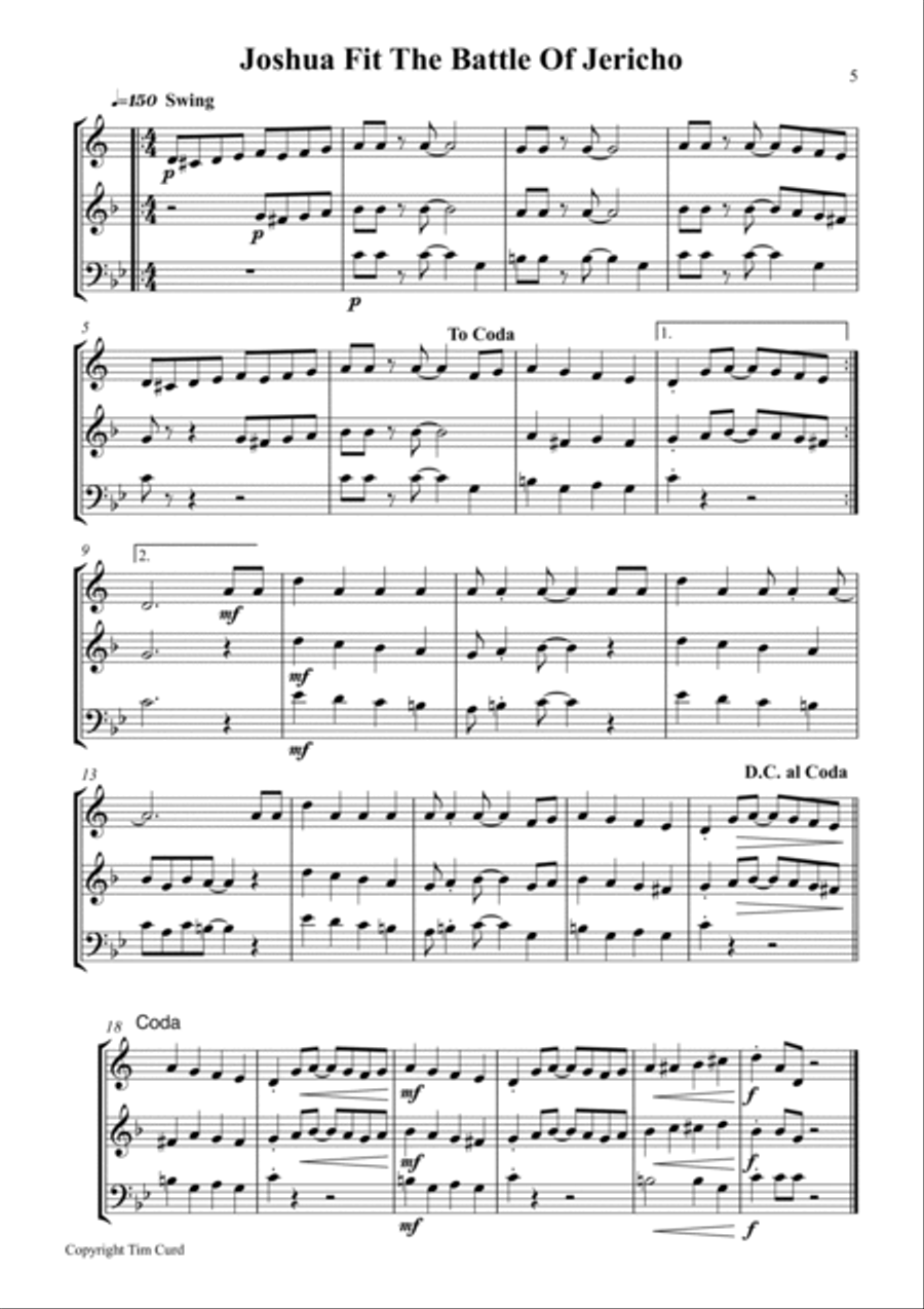 9 Spirituals, Trios For Trumpet, French Horn And Trombone 9 Spirituals, Trios For Trumpet, French Horn And Trombone Brass Trio scores gallery preview page 5