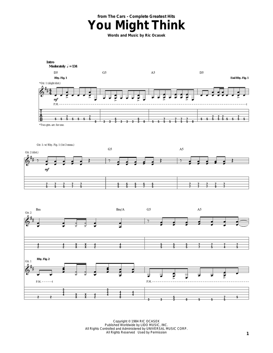 You Might Think Acoustic Guitar scores gallery preview page 1