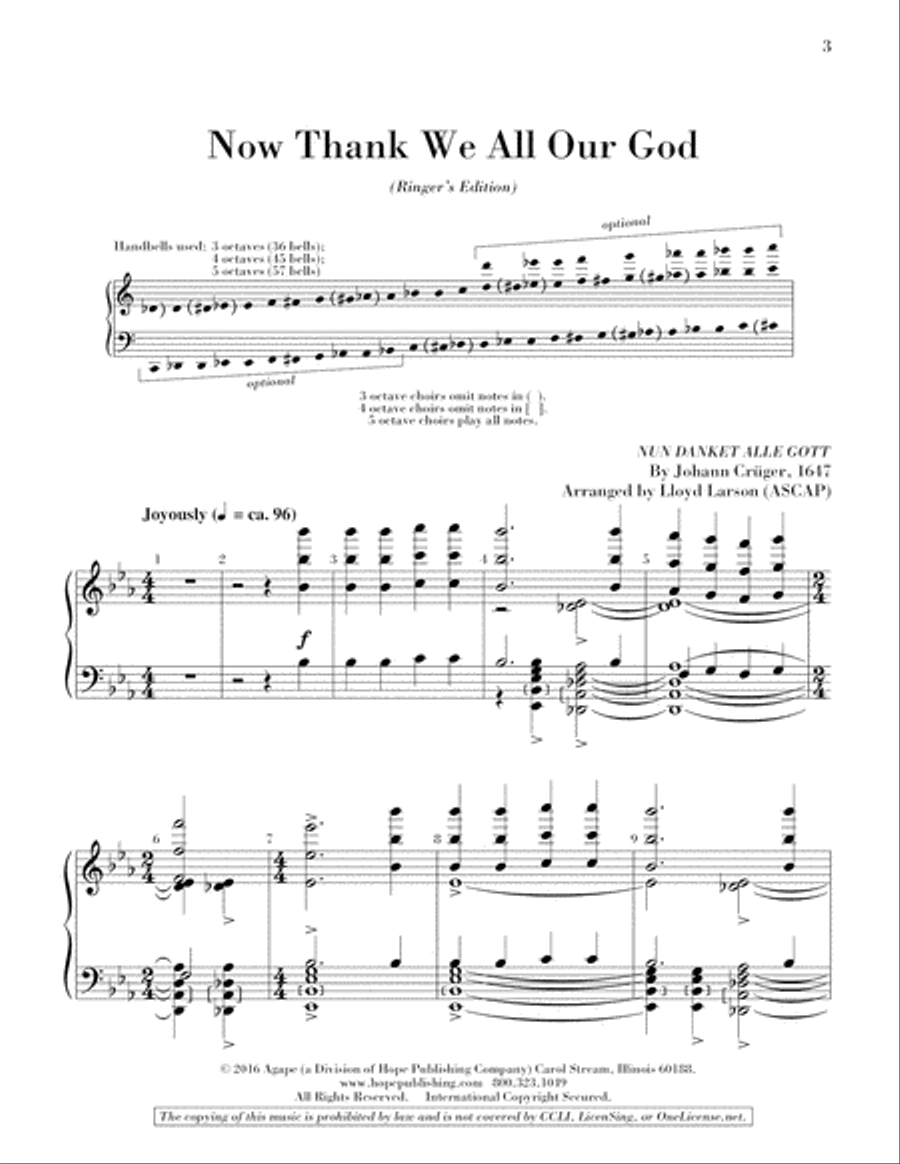Now Thank We All Our God Handbell Choir scores gallery preview page 3