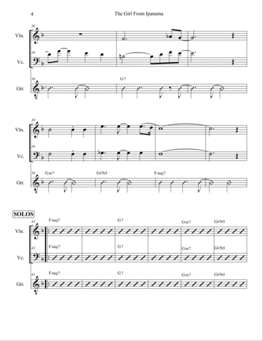 The Girl From Ipanema (garôta De Ipanema) Chamber Music scores gallery preview page 4