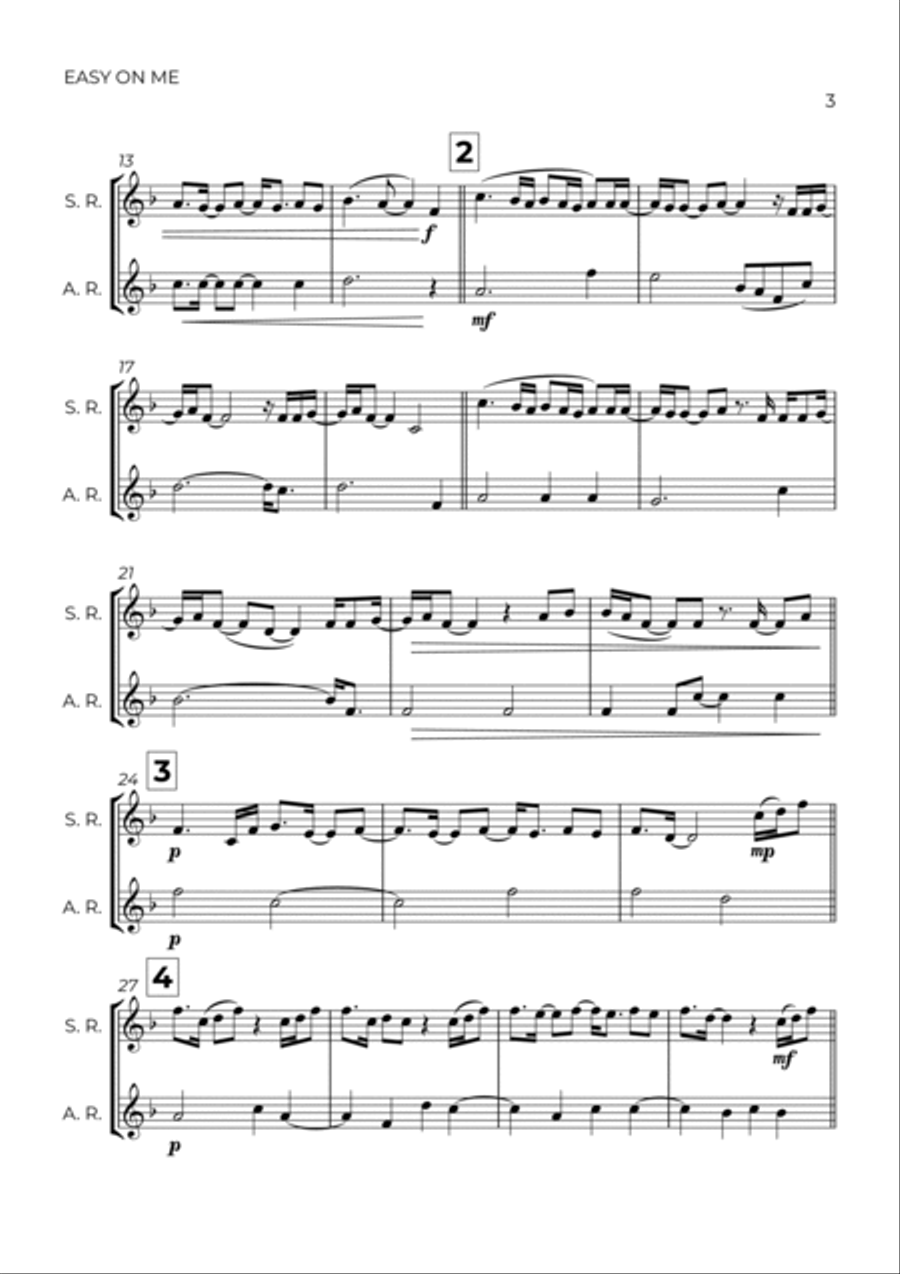 Easy On Me Easy On Me Woodwind Duet scores gallery preview page 3