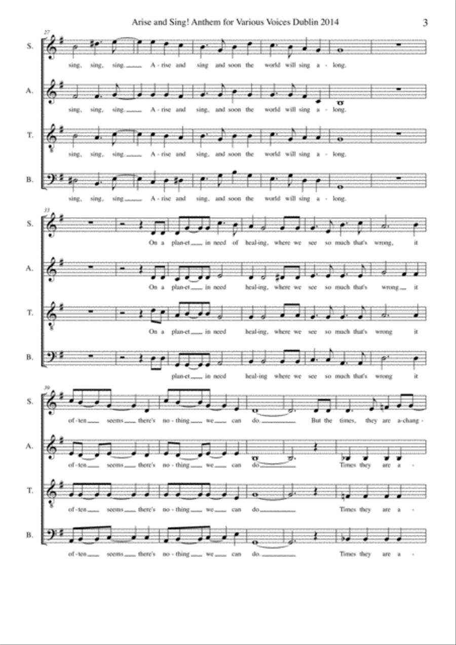 Arise and Sing! 4-Part scores gallery preview page 3