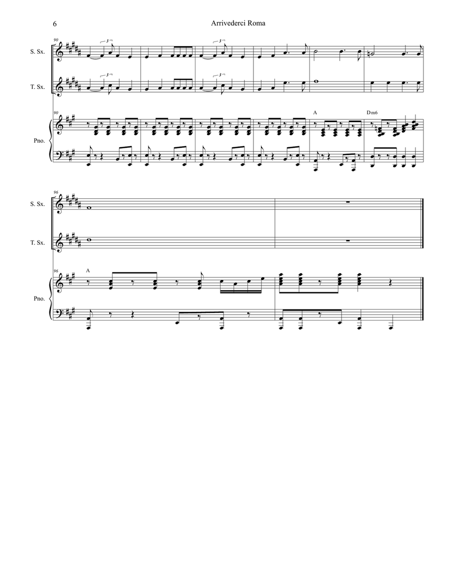 Arrivederci Roma (goodbye To Rome) Tenor Saxophone scores gallery preview page 6