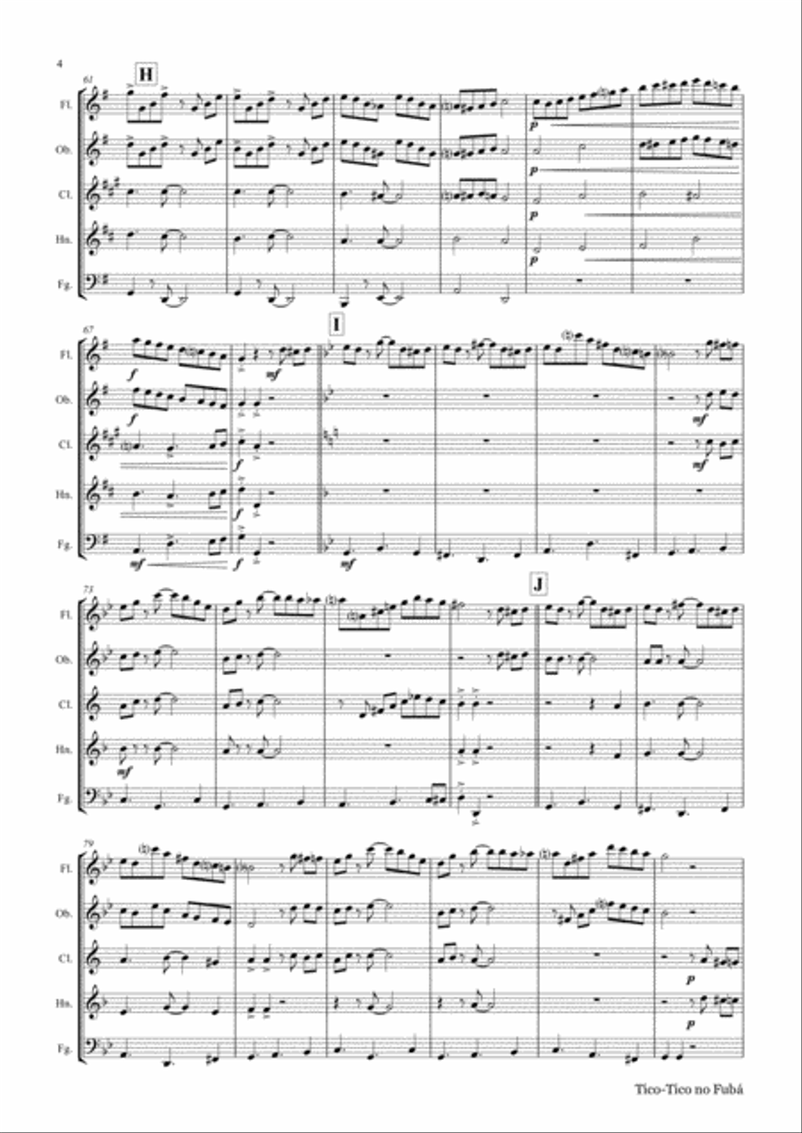 Tico-Tico no Fubá - Choro - Wind Quintet Woodwind Quintet scores gallery preview page 5