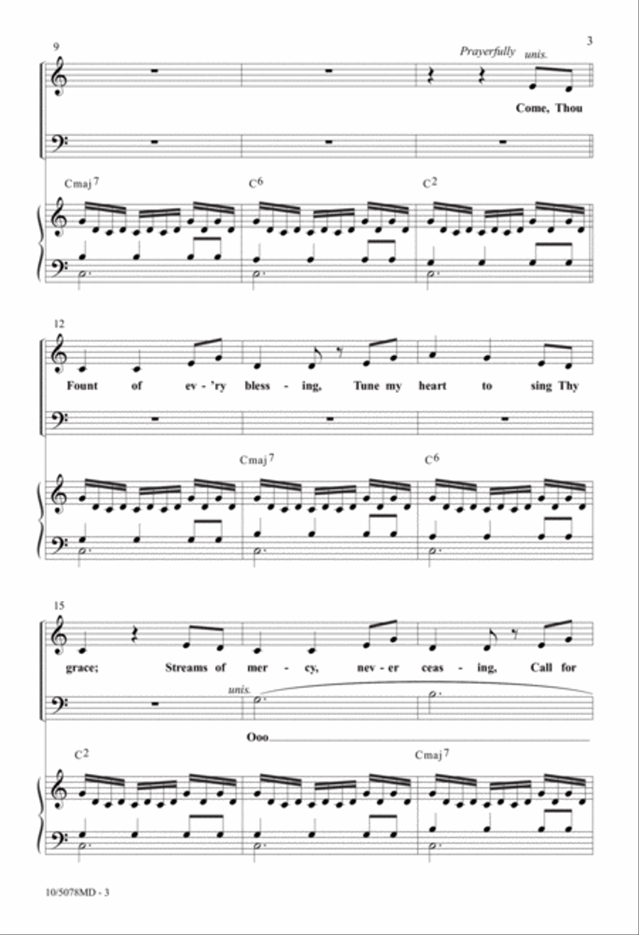 Come, Thou Fount of Every Blessing 4-Part scores gallery preview page 3