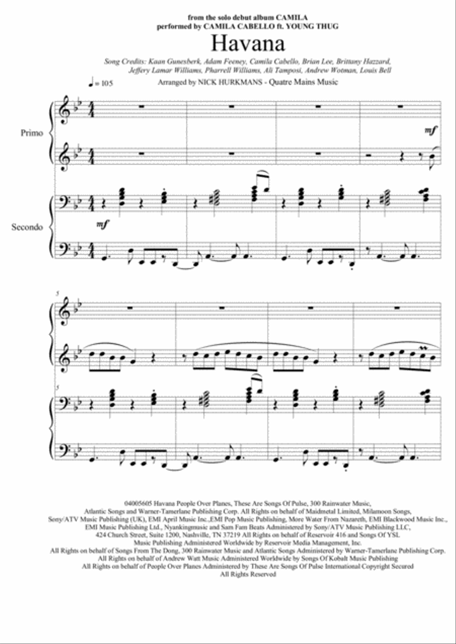 Havana Piano scores gallery preview page 1