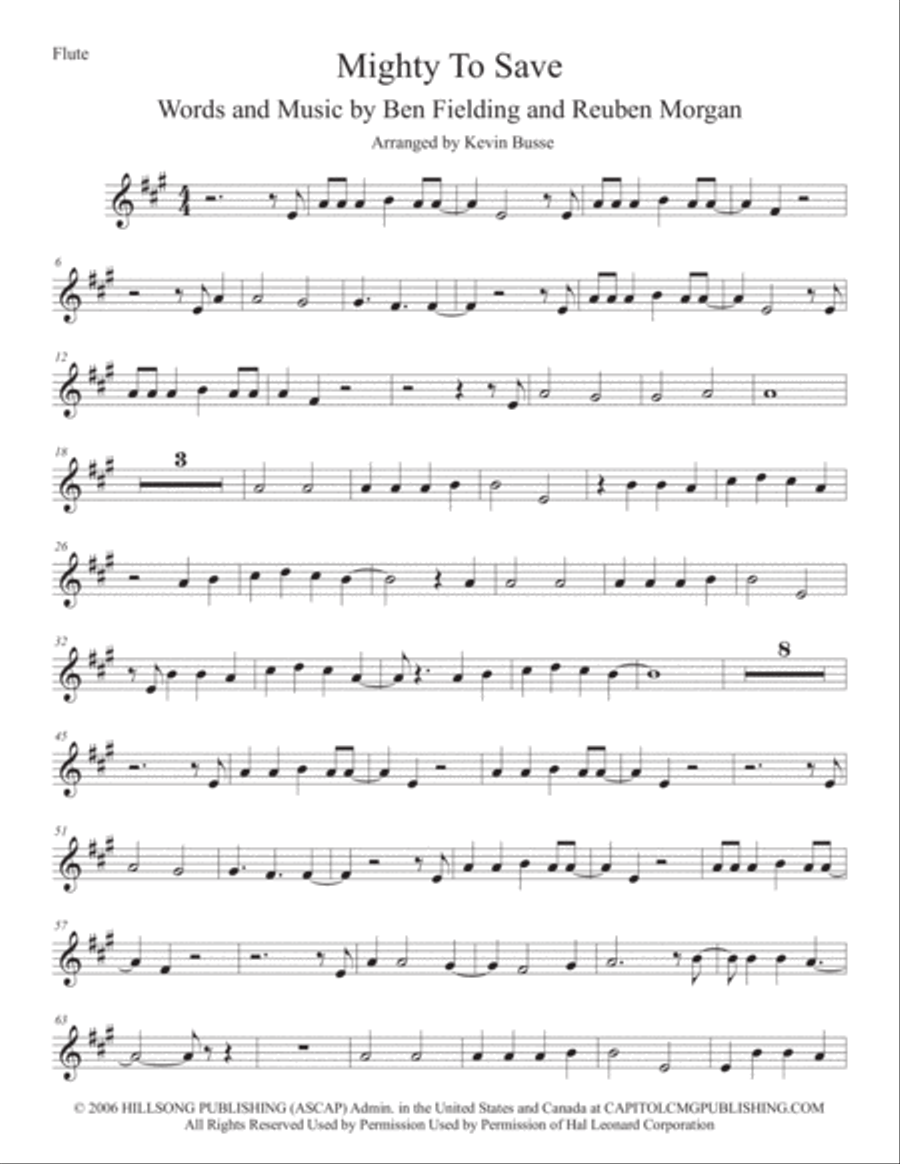 Mighty To Save Flute Solo scores gallery preview page 1