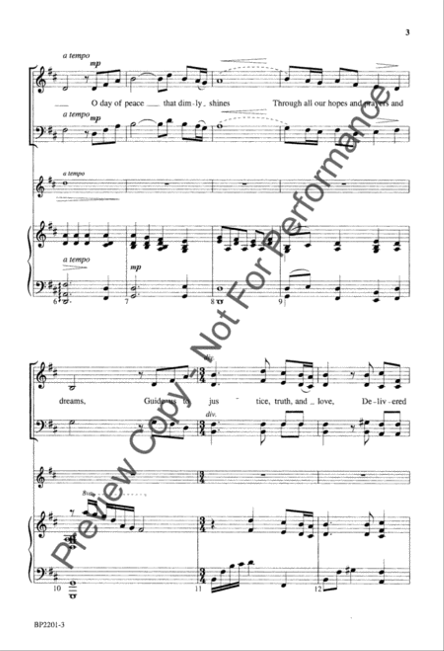 O Day of Peace That Dimly Shines 4-Part scores gallery preview page 4