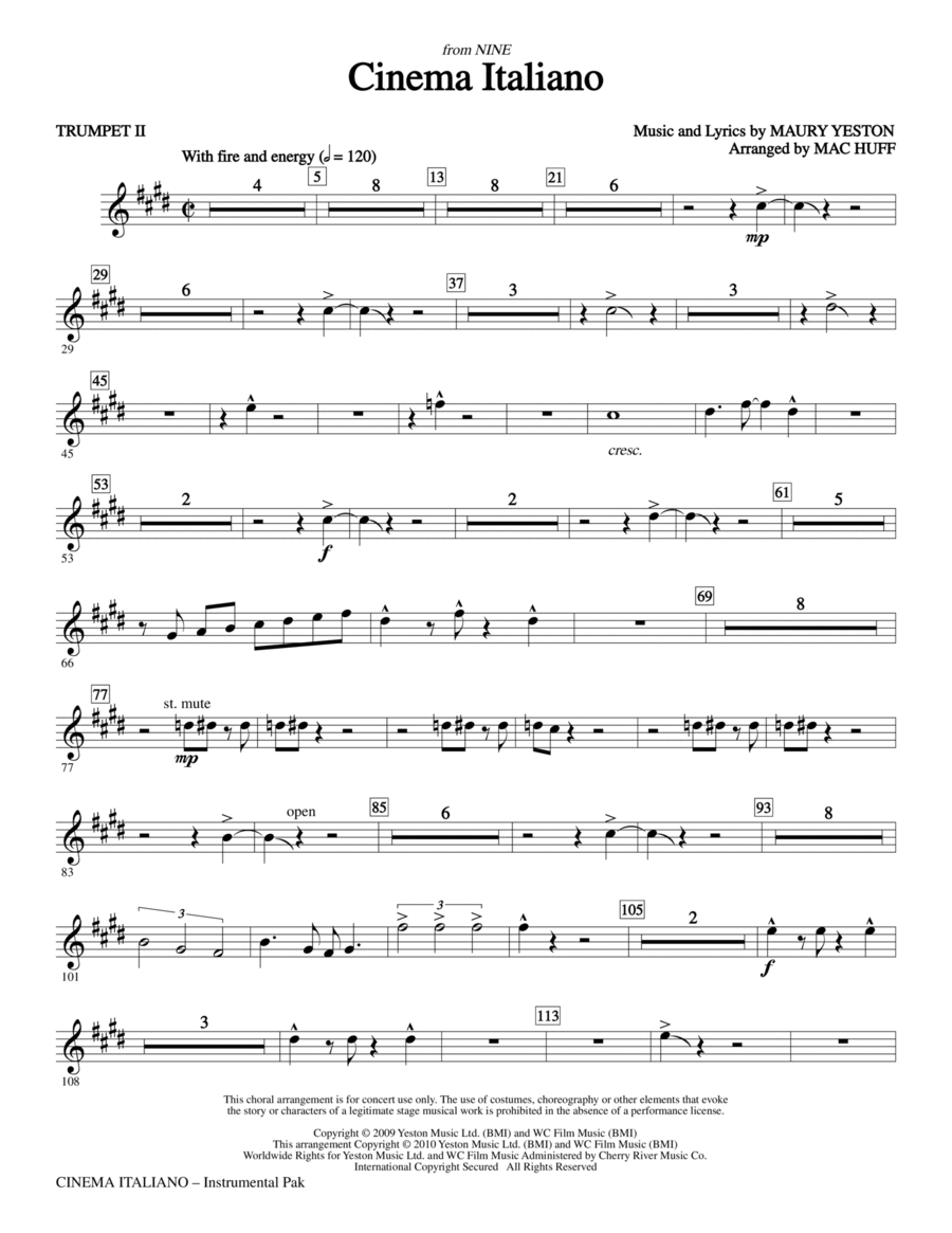 Cinema Italiano - Trumpet 2 Choir scores gallery preview page 1