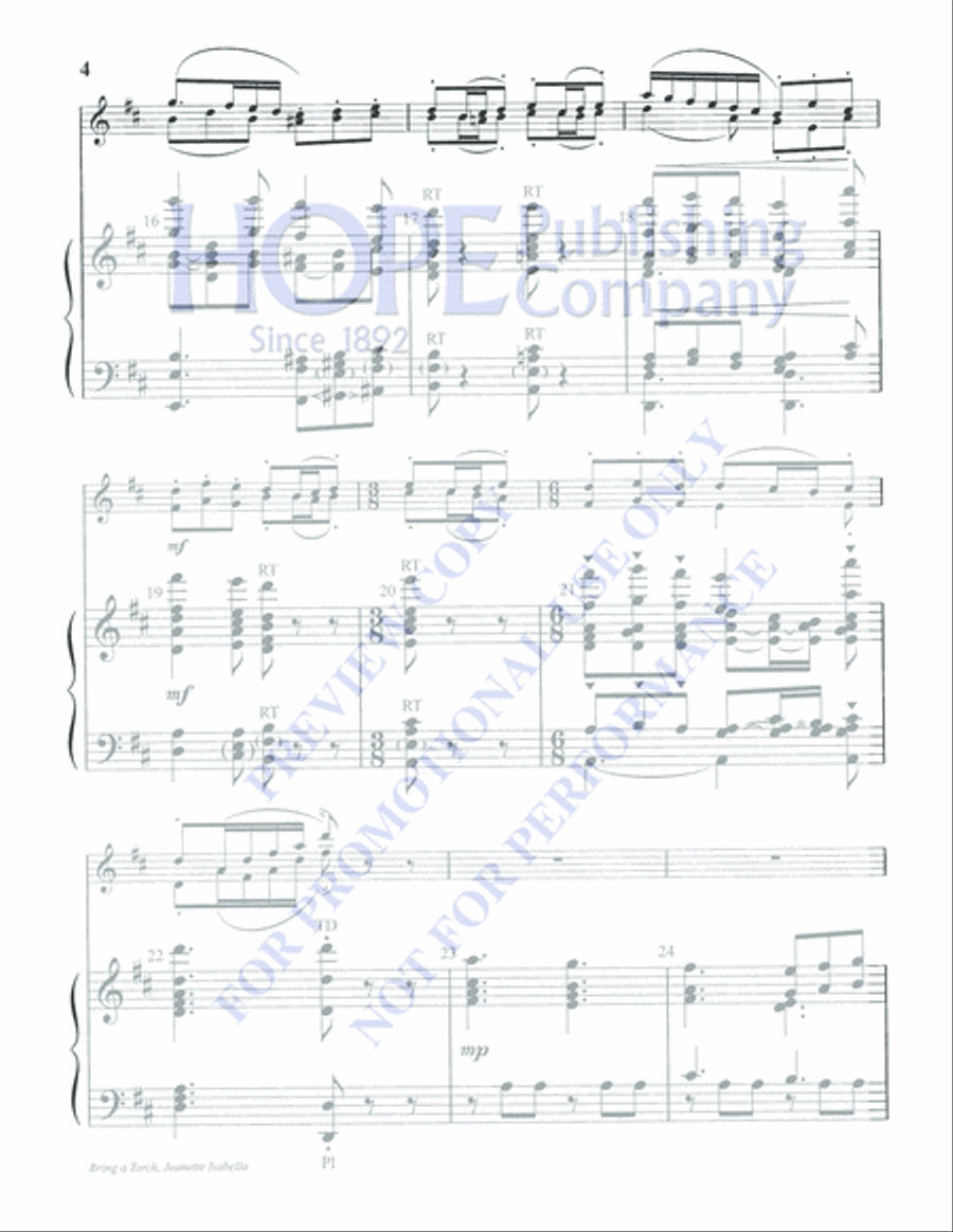 Bring a Torch, Jeanette Isabella 5-Octaves scores gallery preview page 4