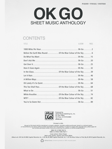 OK Go -- Sheet Music Anthology