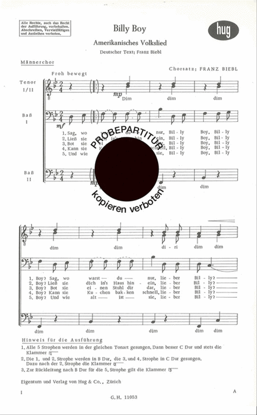 Billy Boy Men's Choir scores gallery preview page 1