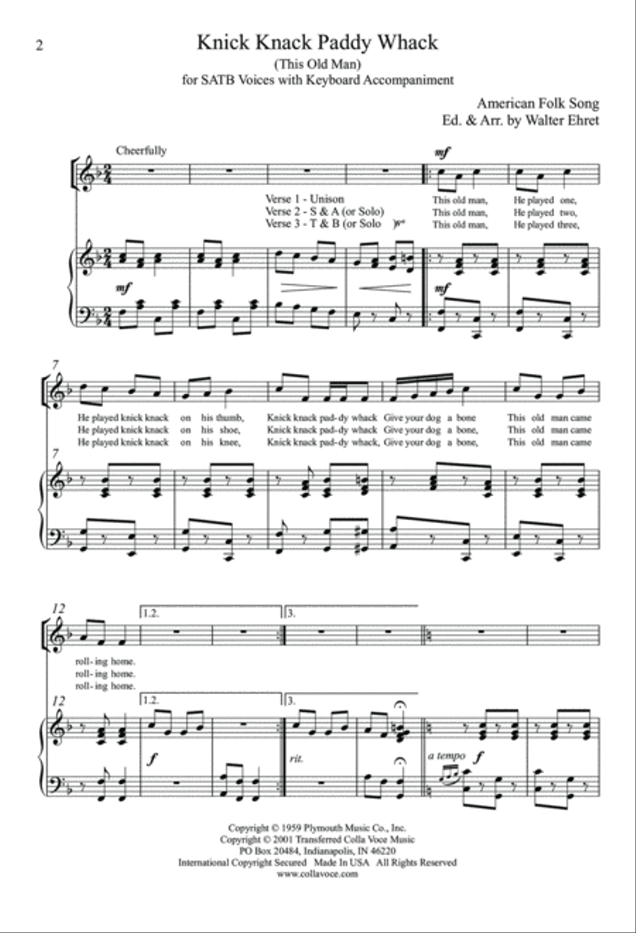 Knick Knack Paddy Whack 4-Part scores gallery preview page 2
