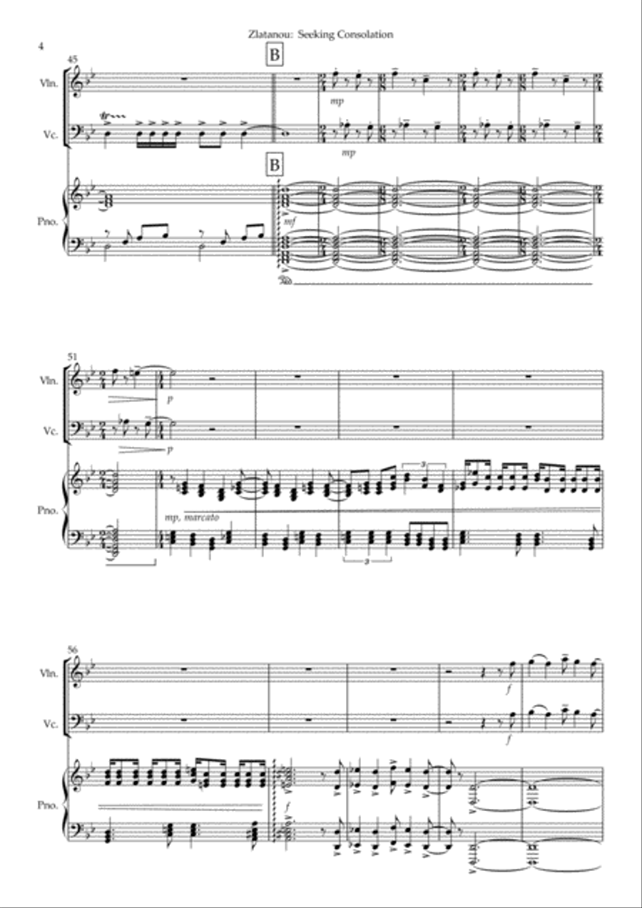 SEEKING CONSOLATION (in time of pandemic) TRIO for violin, violloncello and piano image number null
