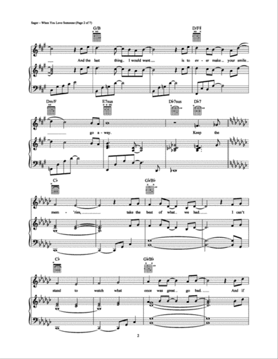 When You Love Someone Piano, Vocal, Guitar scores gallery preview page 2