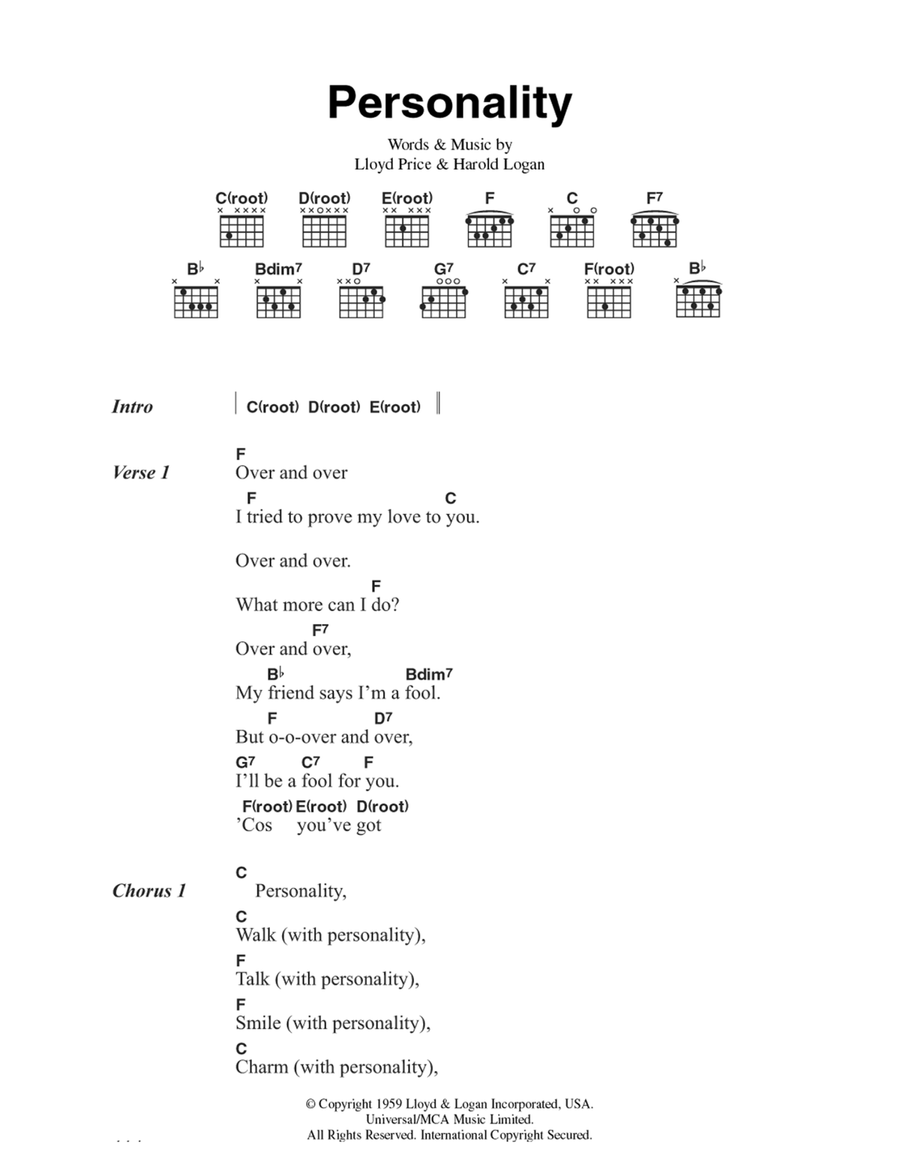 (You've Got) Personality Guitar scores gallery preview page 1