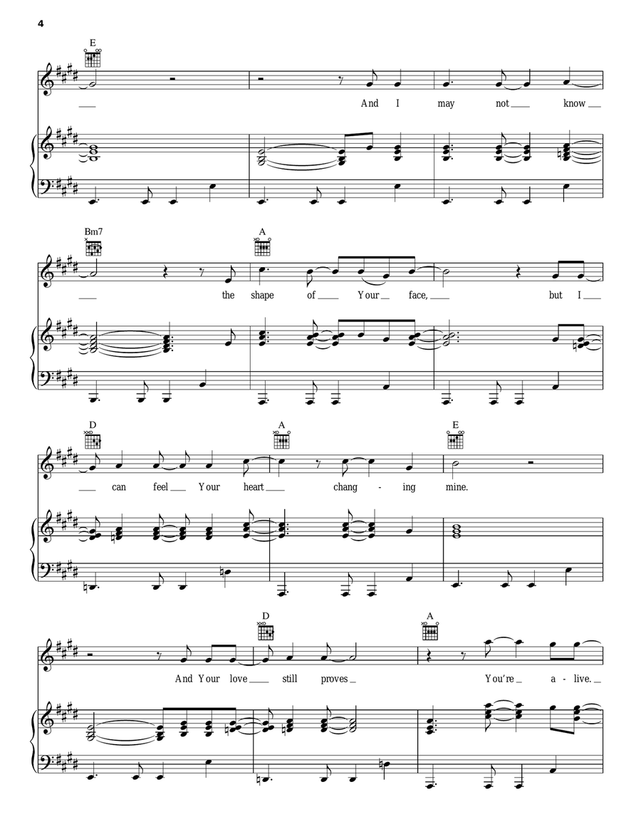 The Face Of Love Piano, Vocal, Guitar scores gallery preview page 4