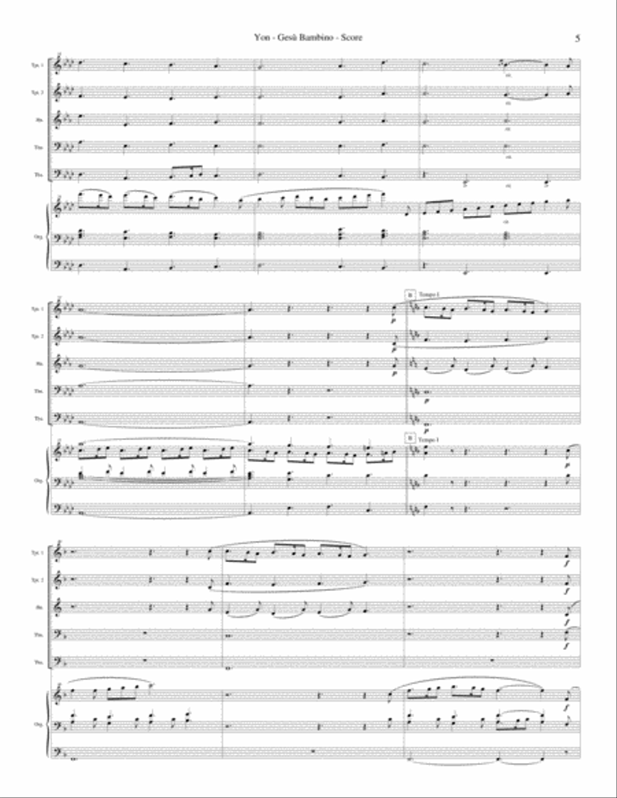 Gesù Bambino (The Infant Jesus), for Brass quintet and Organ Brass Ensemble scores gallery preview page 6