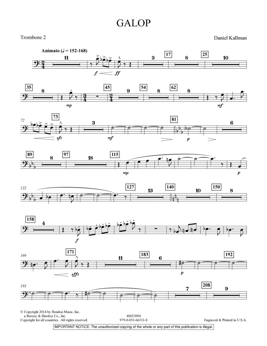 Galop - Trombone 2 Galop - Trombone 2 Concert Band scores gallery preview page 1