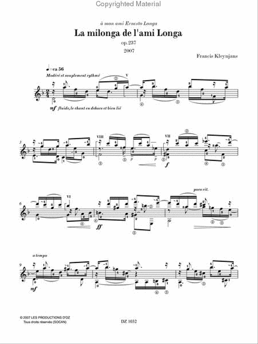 La milonga de l'ami Longa, opus 237 Classical Guitar scores gallery preview page 2