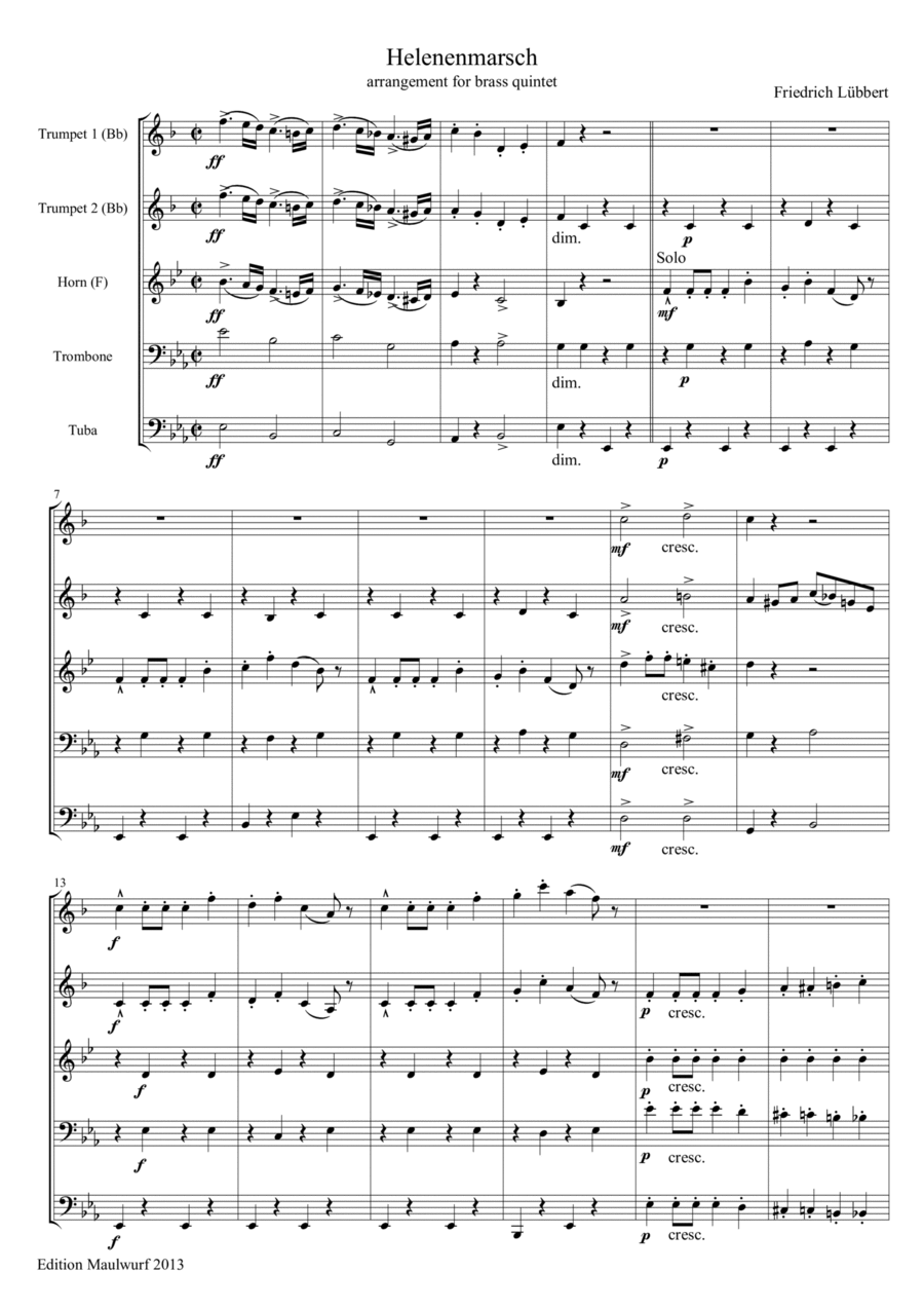 Helenenmarsch Brass Quintet scores gallery preview page 1