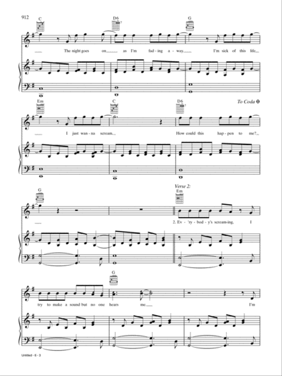 Untitled (How Could This Happen to Me?) Piano, Vocal, Guitar scores gallery preview page 3