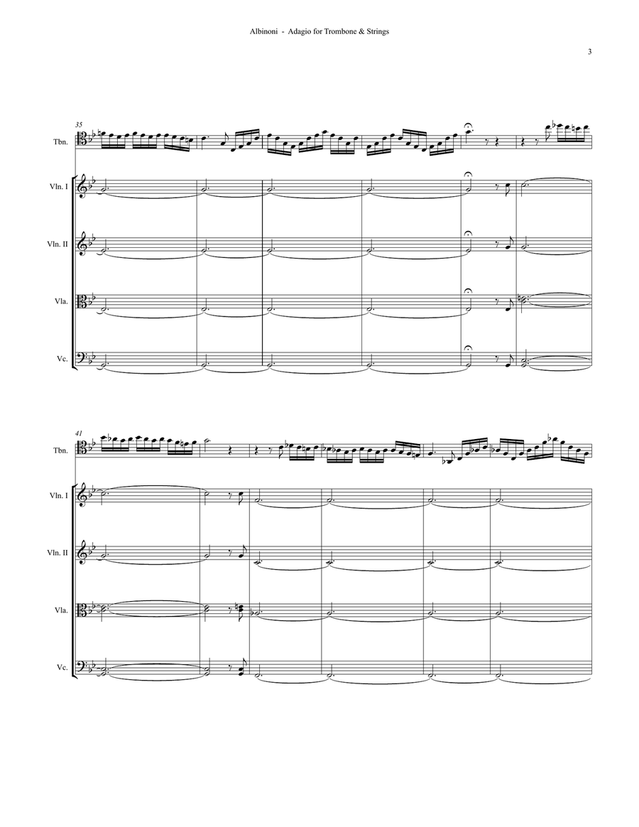 Adagio for Trombone and Strings Large Ensemble scores gallery preview page 3