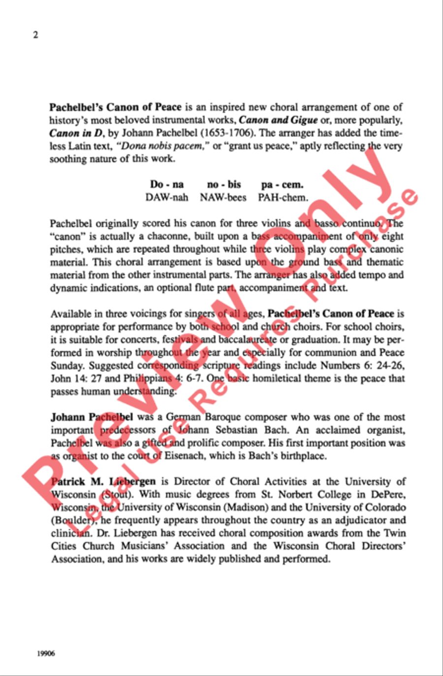 Pachelbel's Canon of Peace Unison Choir scores gallery preview page 2