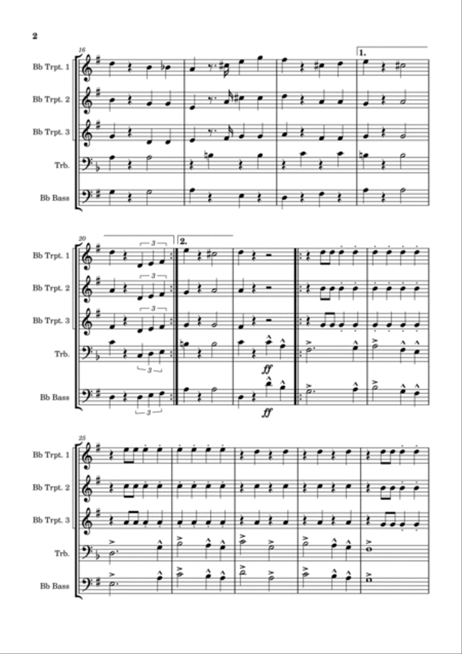 Bozner Bergsteigermarsch Brass Quintet scores gallery preview page 2